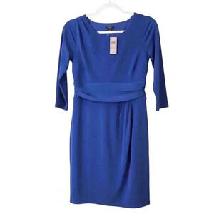 NWT Ann Taylor Dress Size 4 Petite Cobalt Blue Business Career Office 3/4 Sleeve